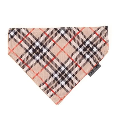 The Worthy Dog Tan Bias Plaid Slide-On Bandana Collar Accessory 3 The Worthy Dog Tan Bias Plaid Slide-On Bandana Collar Accessory - Image 3