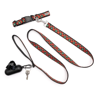 The Worthy Dog Holiday Check Dog Collar 2 The Worthy Dog Holiday Check Dog Collar - Image 2