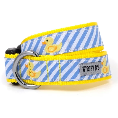The Worthy Dog Stripe Rubber Duck Dog Collar 1 The Worthy Dog Stripe Rubber Duck Dog Collar