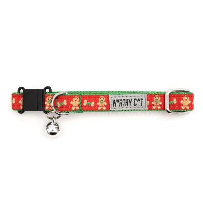 The Worthy Dog Gingerbread Bones Breakaway Adjustable Cat Collar 2 The Worthy Dog Gingerbread Bones Breakaway Adjustable Cat Collar - Image 2
