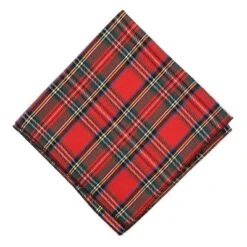 The Worthy Dog Red Black Multicolored Plaid Classic Square Tie-On Bandana