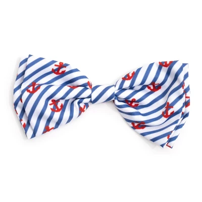 The Worthy Dog Stripe Anchors Bow Tie Accessory 3 The Worthy Dog Stripe Anchors Bow Tie Accessory - Image 3