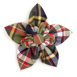 The Worthy Dog Olive Plaid Adjustable Flower Collar Accessory -Pet Shop GUEST 50482b8f 1495 4a91 a213 24d0568c626e