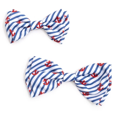 The Worthy Dog Stripe Anchors Bow Tie Accessory 2 The Worthy Dog Stripe Anchors Bow Tie Accessory - Image 2