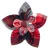 The Worthy Dog Red/Green/Navy Plaid Adjustable Flower Collar Accessory