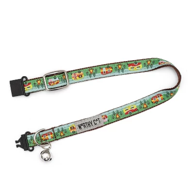 The Worthy Dog Happy Camper Breakaway Adjustable Cat Collar 1 The Worthy Dog Happy Camper Breakaway Adjustable Cat Collar