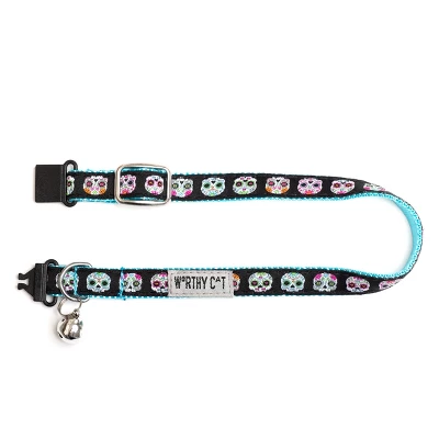 The Worthy Dog Skeletons Breakaway Adjustable Cat Collar 1 The Worthy Dog Skeletons Breakaway Adjustable Cat Collar