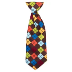 The Worthy Dog Autumn Argyle Neck Tie Adjustable Collar Attachment Accessory