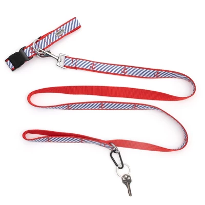 The Worthy Dog Navy Stripe Anchors Dog Collar 2 The Worthy Dog Navy Stripe Anchors Dog Collar - Image 2