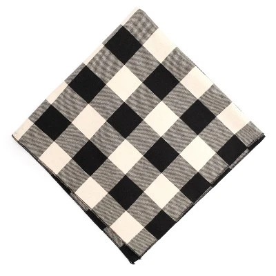 The Worthy Dog Black/Off White Buffalo Plaid Classic Square Tie-On Bandana 2 The Worthy Dog Black/Off White Buffalo Plaid Classic Square Tie-On Bandana - Image 2