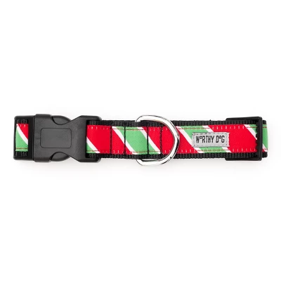 The Worthy Dog Holiday Stripe Dog Collar 2 The Worthy Dog Holiday Stripe Dog Collar - Image 2