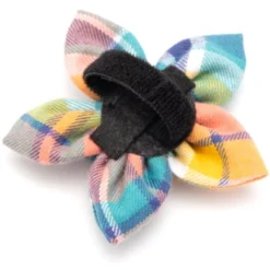 The Worthy Dog Peach Plaid Adjustable Flower Collar Accessory