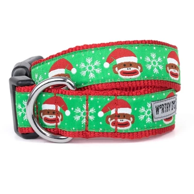 The Worthy Dog Sock Monkey Santa Dog Collar 1 The Worthy Dog Sock Monkey Santa Dog Collar