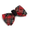 The Worthy Dog Red Black Multicolored Plaid Bow Tie Adjustable Collar Attachment Accessory