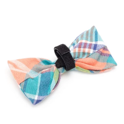 The Worthy Dog Peach Plaid Bow Tie Adjustable Collar Attachment Accessory 1 The Worthy Dog Peach Plaid Bow Tie Adjustable Collar Attachment Accessory