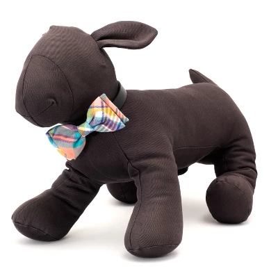 The Worthy Dog Peach Plaid Bow Tie Adjustable Collar Attachment Accessory 2 The Worthy Dog Peach Plaid Bow Tie Adjustable Collar Attachment Accessory - Image 2