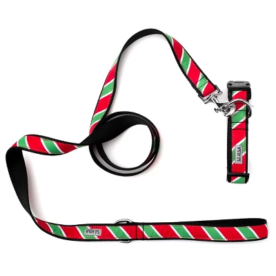 The Worthy Dog Holiday Stripe Dog Leash 1 The Worthy Dog Holiday Stripe Dog Leash