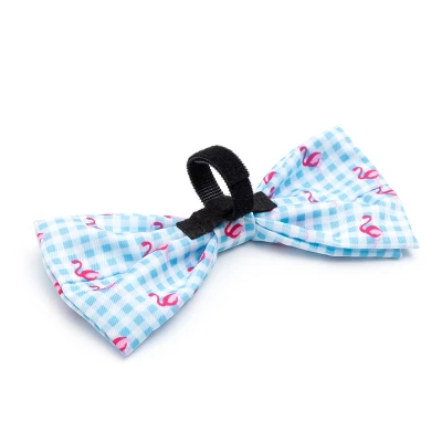 The Worthy Dog Gingham Flamingos Bow Tie Accessory 1 The Worthy Dog Gingham Flamingos Bow Tie Accessory