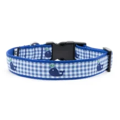 The Worthy Dog Gingham Whales Dog Collar